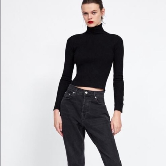 NWT ZARA KNIT RIBBED TURTLENECK WITH BUTTON DETAIL ON SLEEVES - Picture 2 of 12